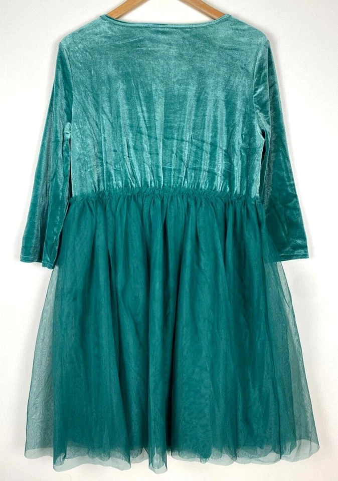 Vestido tutu de tule de veludo Wonder Nation novo com etiquetas para meninas tamanho XL 14-16 plus azul-petróleo cintilante - Imagem 2 de 4