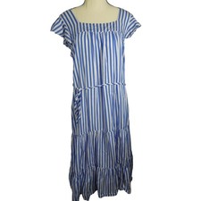 Draper James RSVP Small Tiered Maxi Dress Striped Lined Nautical Beachy