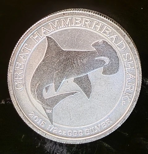 2015 Great Hammerhead Shark Perth Mint Rare Australia-0.999 Silver 1/2 Oz Coin