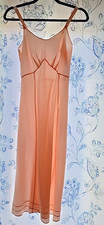 Vtg Womens Full Slip Dress Negligee Sz 32 Pink Peach Simple Elegance
