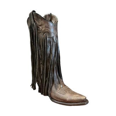 Circle G Ladies Fringed Brick Brown Western Boots L6088