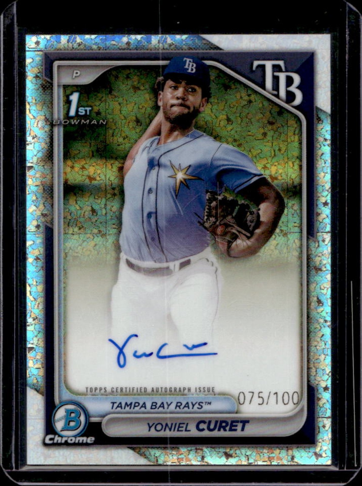 2024 Bowman Chrome Yoniel Curet Auto Mini Diamond Refractor 1st #/100 Rays