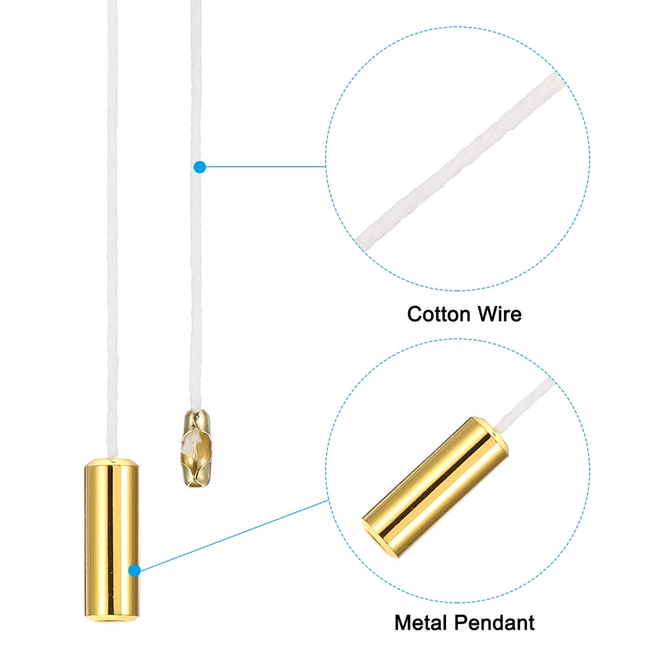 1.5M 4.9ft Ceiling Fan Pull Chain Extender with Gold Tone Cylinder Pendant  4Pcs - Image 3 of 4