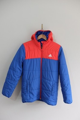 Jungen 13-14 Jahre Adidas Puffer Padded Kapuzenjacke | 38/40 M | rot/blau