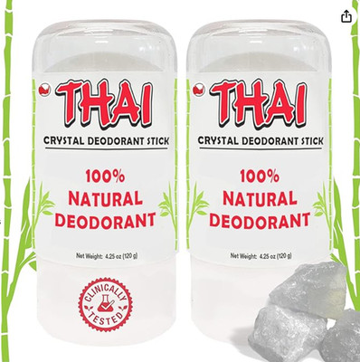 Thai Deodorant Stone Thai Crystal Deodorant Stick 4.25 oz Stick(S) (2 Pack)