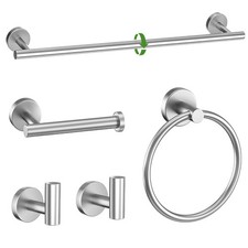 5-Piece Towel Bar Set Brushed Nickel Bathroom Hardware Set Include Towel Bar ...