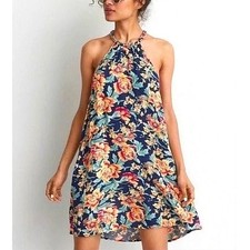 AMERICAN EAGLE Floral Halter Mini Dress Size Small Cottagecore Boho