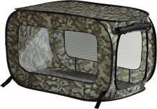 Collapsible Pop-Up Dog  Cat Travel Kennel - Camo Green, 32.5" L x 19.5" W