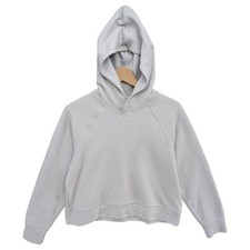 Club Monaco Waffle Knit Hoodie Womens Light Grey Long Sleeve Pullover Size S
