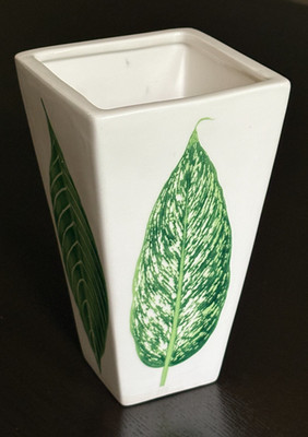TODD OLDHAM Vase For FTD White Bold Green Leaf Rare Clean Botanical