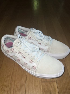 Vans Comfycush Old Skool Coldhearted M 9.5 W 11 White & Red Skull Sneakers