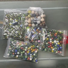 9lb Vintage Mixed Glass Cat Eye Swirl Stone Marbles Shooters Boulders Agate Lot