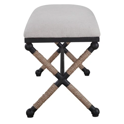 Uttermost 23528 Firth 48"W Iron Framed Fabric Upholstered Bench - Neutral - Picture 4 of 9