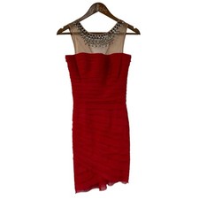 BCBG MAXAZRIA Maia Dress Rouge Red Sheath Gems Sleeveless