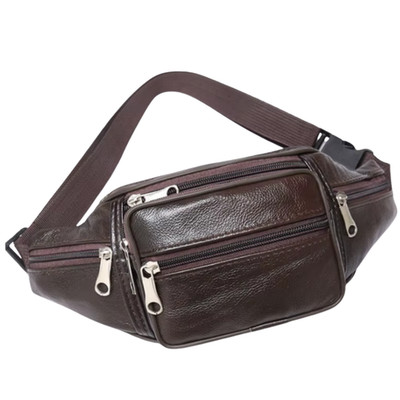 Bananentasche Herren Damen PU-Leder - Reise Sport Wandern Motorrad Gürtel Kaffee