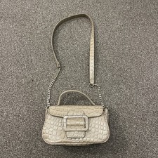 ZARA HANDBAG - BEIGE MOCK CROC CROSSBODY BAG HANDBAG WITH CHAIN STRAP Y2K 00s