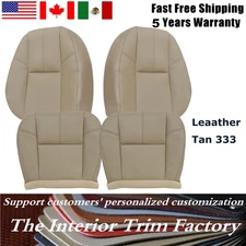 For 2007-2014 Chevy Silverado Leather Seat Cover Tan Driver Passenger Bottom-Top