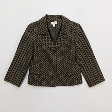 Ann Taylor LOFT Women's Blazer Jacket SIze 6 Brown Print 3/4 Sleeve