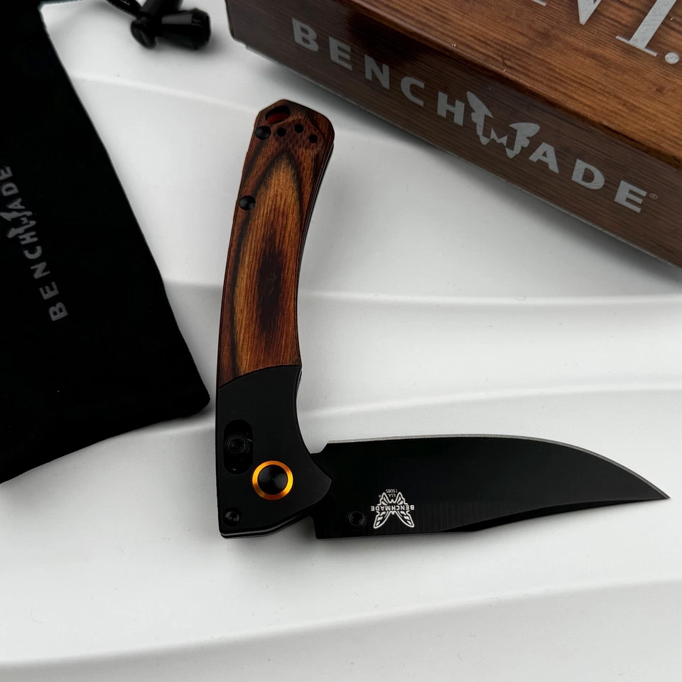 Cuchillo plegable Benchmade 15085-2 Mini Crooked River CPM-S30V negro aluminio madera Foto 4 de 4