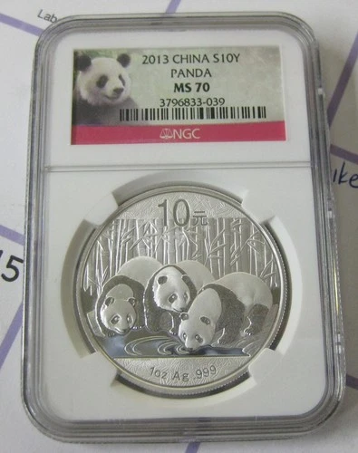 China PRC People's Republic 1 oz 2013 Silver 10Y Panda NGC MS 70 BINo