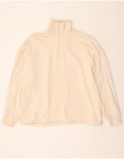 ADIDAS Womens Oversized Zip Neck Sweatshirt Jumper UK 14 Large Beige AY15