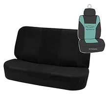 Classic Cloth Solid Bench Seat Cover Universal Fit For Cars Trucks Black
