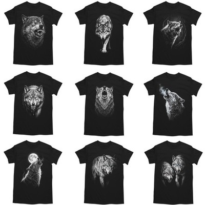Wolf T-Shirt Herren Wolf Motiv Wildtier Alpha Geschenk Vintage Tee