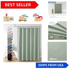 Chic Sage Green Shower Curtain, 3D Embossed Fabric - Ideal for All Bathrooms
