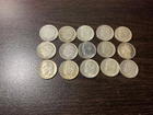 1950 roosevelt dime lot of 15 coins-90% silver