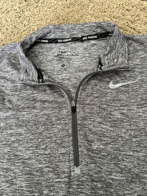 Nike Running Mens Dri-Fit Element 2.0 Quarter 1/4 Zip Gym Top Grey White - M