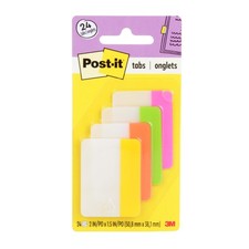 Post-it Sticky Tabs, 2 in. x 1.5 in., 4 Pads of Book 0.4" x 2.8", Assorted