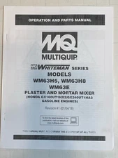 MULTIQUIP WM63H5, WM63H8, WM63E MORTAR MIXER PARTS MANUAL, WHITEMAN