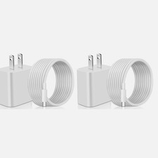 2 Pack USB-C 30W Fast Charger Power Adapter With 6 10ft USB C-C Power Cables 2 
