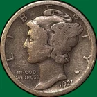 1921 Mercury Dime Choice Good G+/VG Coin #35533