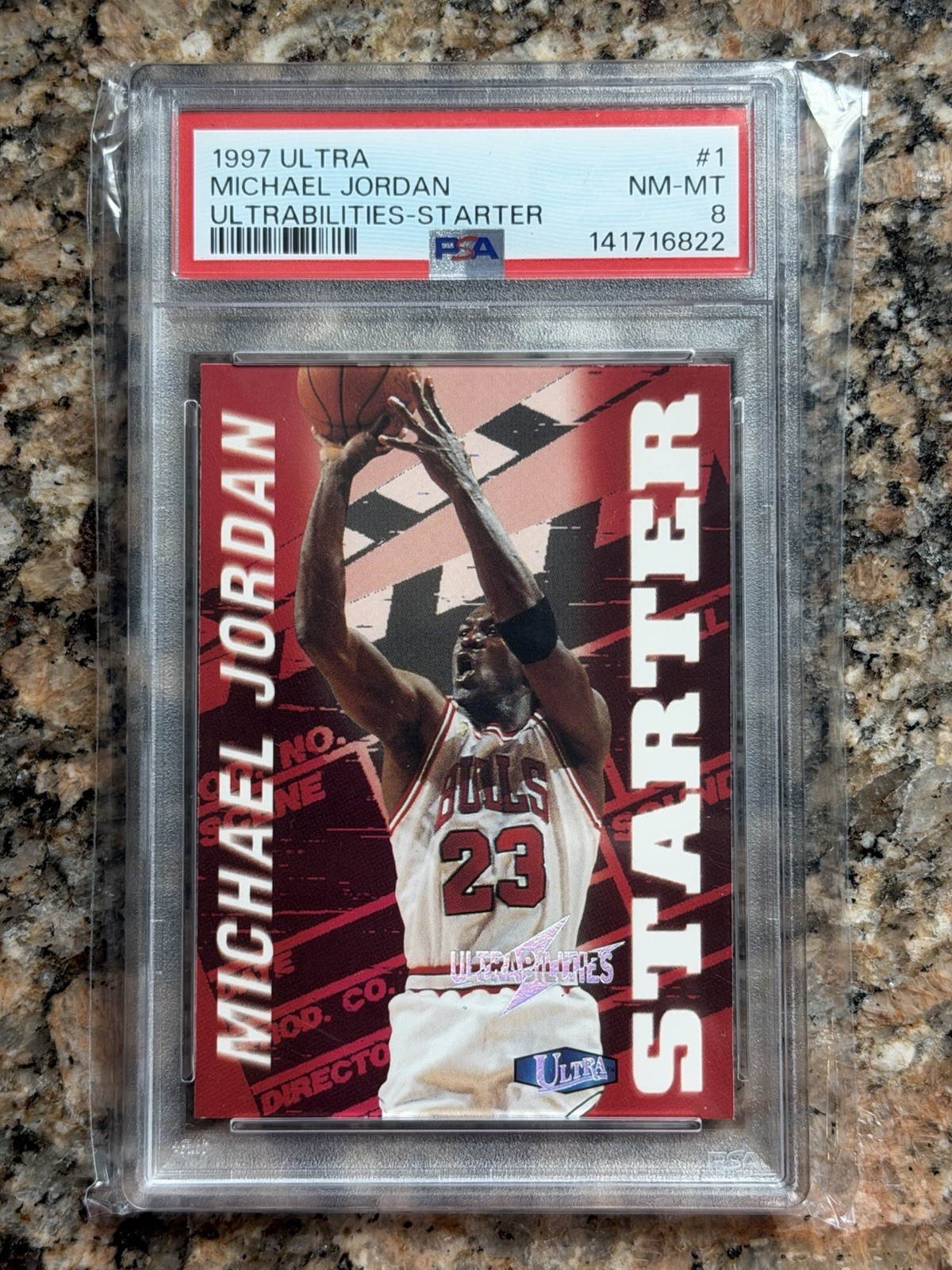1997-98 Ultra #1 S Michael Jordan Ultrabilities Starter PSA 8 HOF BULLS *22