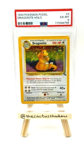 PSA 6 - Pokemon Fossil Dragonite 4/62 Holo - NEW CERT