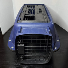 Blue Plastic Hard-Sided Pet Carrier Bag Crate with Top Loading Door