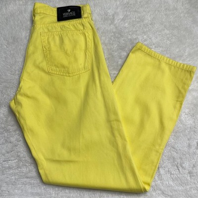 VERSACE Women's Yellow 100% Cotton High Rise Full Length Jeans Size 32/46