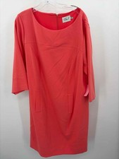 Pre-Owned Eliza J Pink Size 18W Shift Midi Long Sleeve Dress