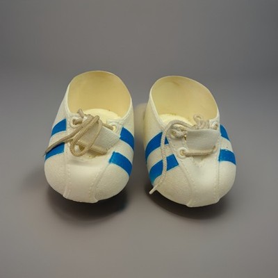 Vintage REPLACEMENT Cabbage Patch Doll Plastic Shoes blue Stripe Hong Kong