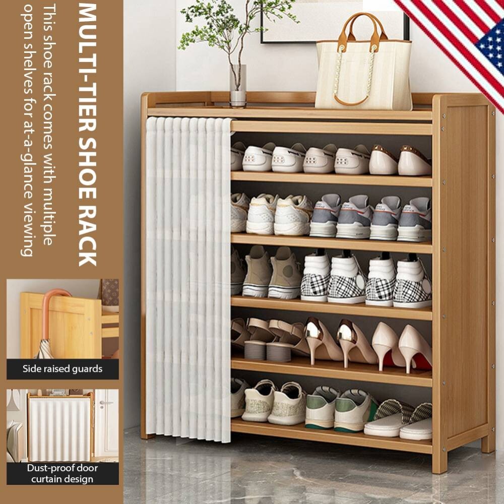6-Tier Dustproof Shoe Rack Organizer for Entryway Hallway Living Room Storage-image
