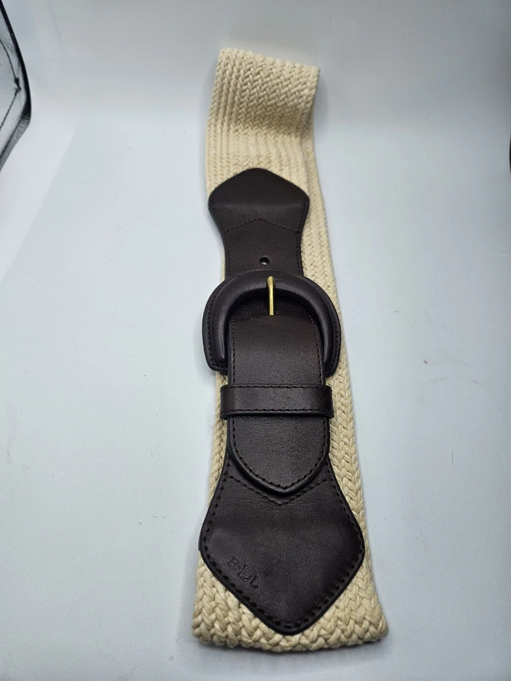 Cinturón de cintura LAUREN Ralph Lauren de cuero marrón y cuerda para mujer talla S Foto 3 de 4