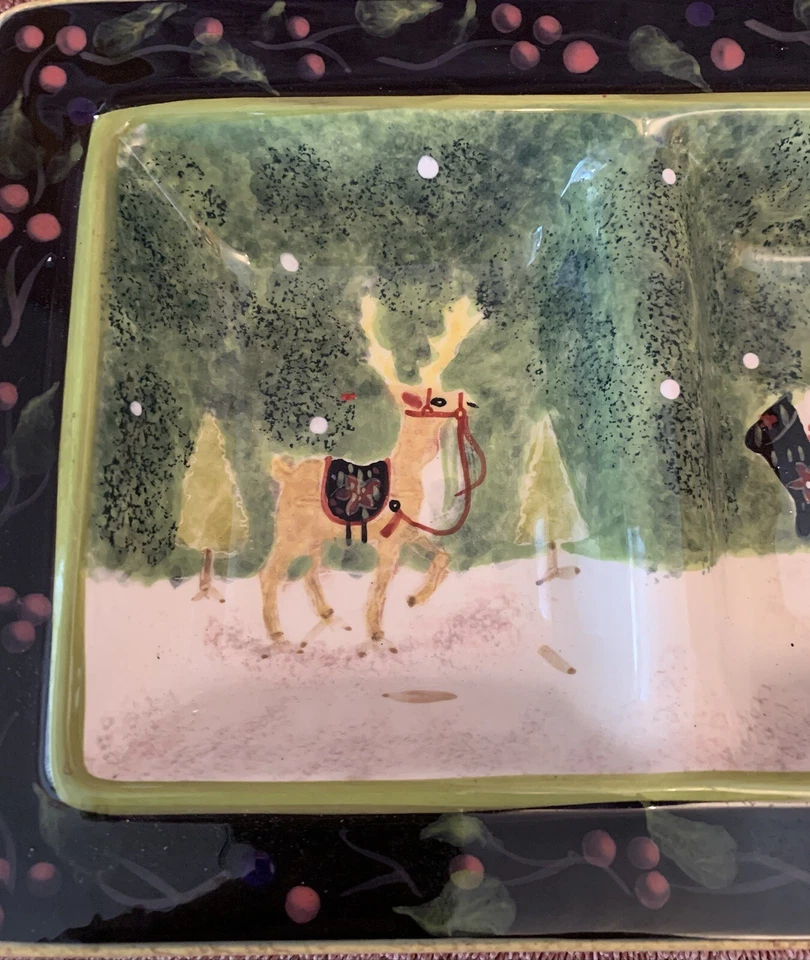 "Bandeja dividida internacional certificada por Navidad SUSAN WINGET 19"" X 7""" Foto 3 de 4