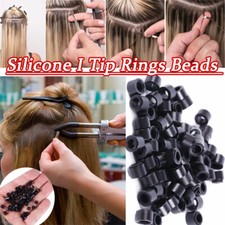 500PCS Silicone Micro I Tip Ring Beads 5/6mm for I Tip Hair Extensions Kits Tool