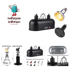 Max 150W Dual Reptile Light Fixture - UVA UVB Bulb  Ceramic Heater Included