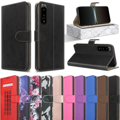Für Sony Xperia 5 IV Hülle Slim Leder Brieftasche Flip Ständer Stoßfest Handy Cover