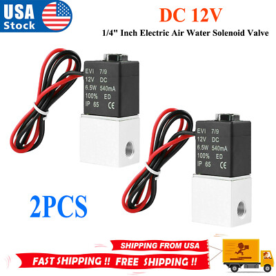 2PCS 1/4'' Fast Response Electric Air Water Solenoid Valve 12V DC Normally Closed