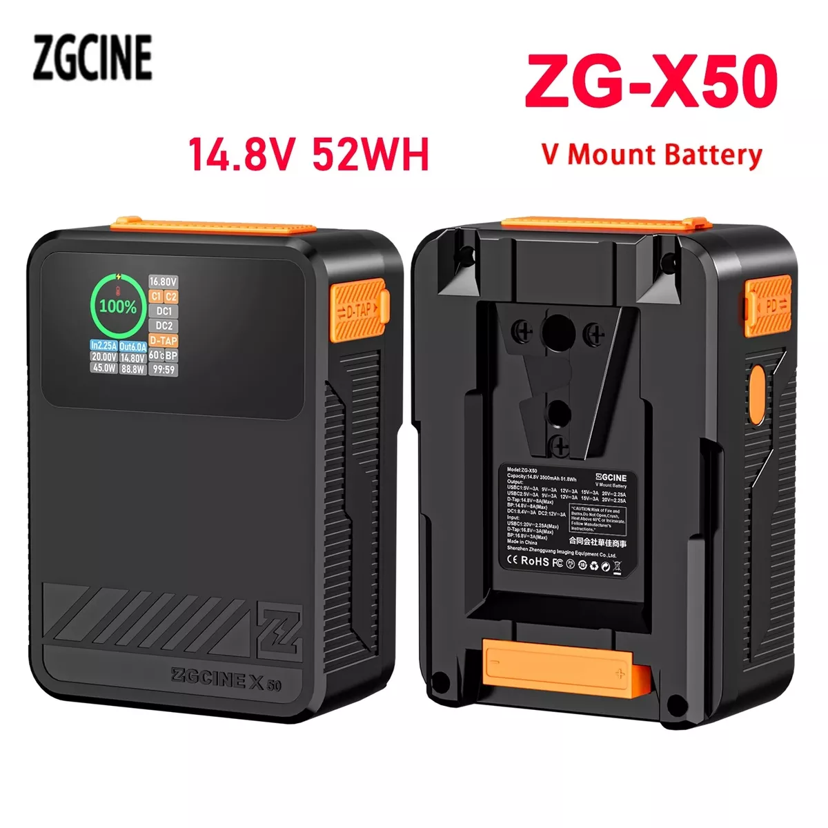 ZGCINE X50 V Mount Battery Power Bank 14.8V USB PD Fast Charging