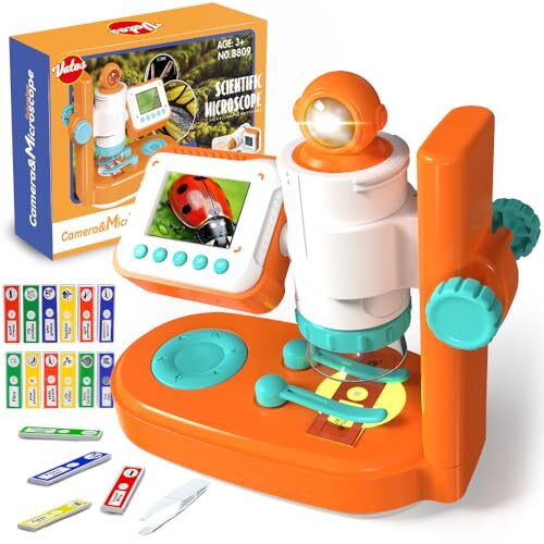 Mini Microscope for Kids,1000x Mini Scope Camera Kits with Specimens &