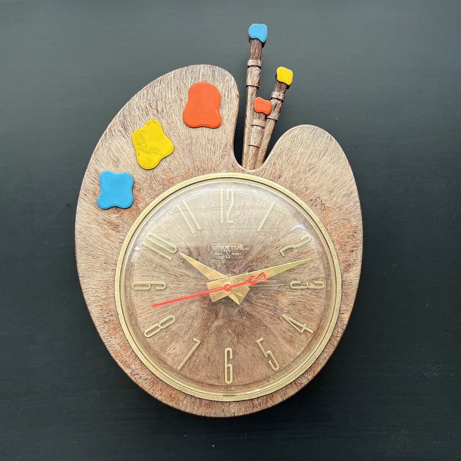 Vintage Spartus Wall Clock Movie Prop - Artist Palette Midcentury 60s - UNTESTED
